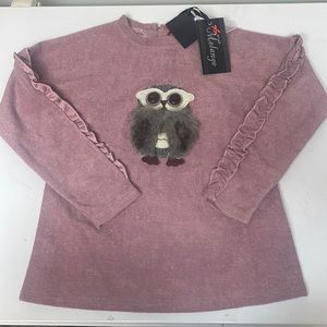 NWT MELANGE GIRL OWL TOP FOR GIRLS SIZE 10